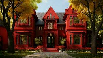 red beauty house front facade photo