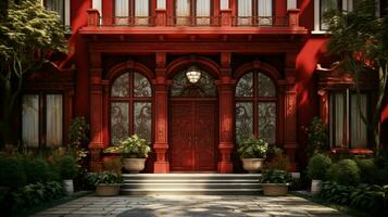 red beauty house front facade photo