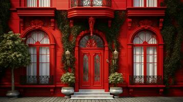 red beauty house front facade photo