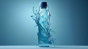 refrescante azul líquido en el plastico Deportes botella foto