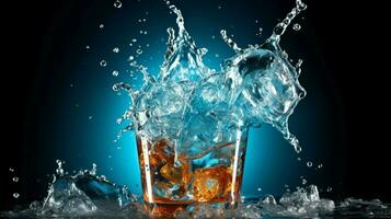 refrescante soda hielo frío líquido explota con sabor foto
