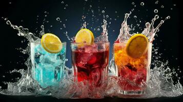 refreshing soda ice cold liquid explodes with flavor photo