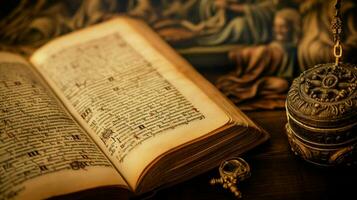 religioso texto leyendo sabiduría aprendizaje antiguo pericia foto