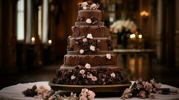 romántico Boda celebracion con florido chocolate Boda foto