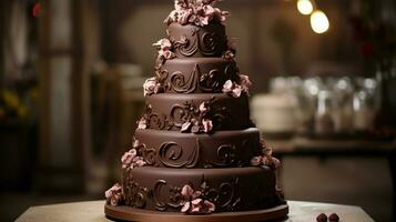 romántico Boda celebracion con florido chocolate Boda foto