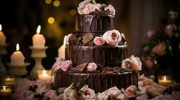 romantic wedding celebration with ornate chocolate wedding photo