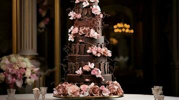 romantic wedding celebration with ornate chocolate wedding photo