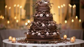 romantic wedding celebration with ornate chocolate wedding photo