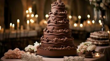 romantic wedding celebration with ornate chocolate wedding photo