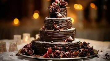 romantic wedding celebration with ornate chocolate wedding photo