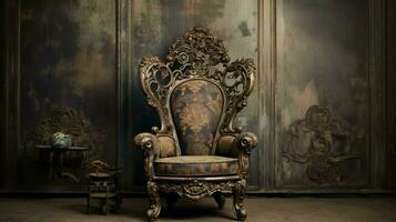 rustic chair in ornate design adds elegance to domestic photo