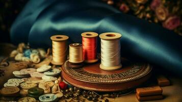 sewing spool tailor cloth a vintage background photo