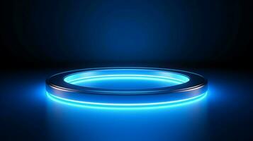 shiny blue circle illuminated by lighting equipment photo