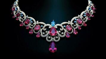 shiny gemstone necklace reflects elegance and glamour photo