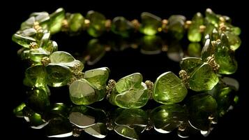 shiny gemstone necklace reflects nature wet beauty photo