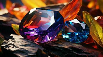 shiny gemstone reflects multi ed crystalline elegance photo