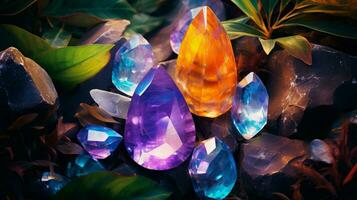 shiny gemstones illuminate nature beauty in abstract pattern photo