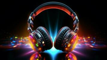 shiny headphones illuminate nightclub modern entertainment photo