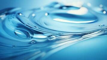 shiny raindrop on abstract blue water surface photo