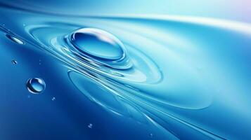 shiny raindrop on abstract blue water surface photo