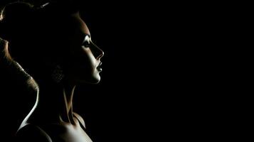 silhouette of one woman profile elegance and mystery photo