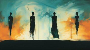 silhouetted figures evoke emotion and abstract imagination photo