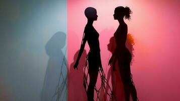 silhouetted figures evoke emotion and abstract imagination photo