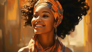 smiling african american beauty exudes confidence photo