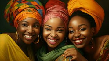 smiling african women beautiful portrait of togetherness photo
