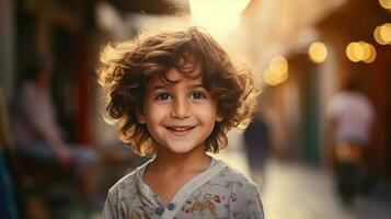 smiling child cheerful and cute looking at camera photo