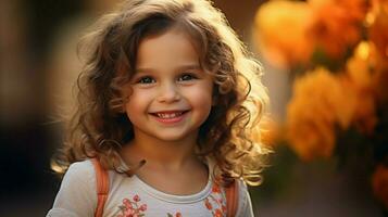 smiling child cheerful and cute looking at camera photo