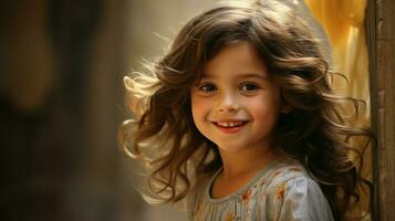 smiling child cute portrait cheerful girl small childhood photo