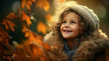 smiling child outdoors happiness in nature cute portrait photo