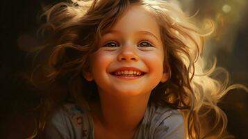 smiling child cute portrait cheerful girl small childhood photo