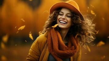 smiling girl enjoys nature radiating happiness and beauty photo