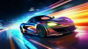 smooth driving vibrant sports car illuminated success photo