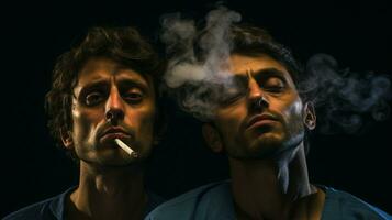 smoking men unhealthy habit captured in portrait photo