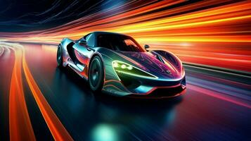 smooth driving vibrant sports car illuminated success photo