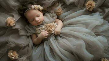 softness and elegance in a newborn dress photo