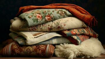 softness and elegance old fashioned textiles pile high photo