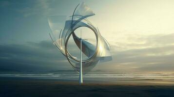 spinning blades generate wind power for sustainable energy photo