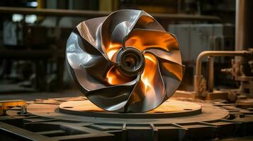 spinning propeller heats steel for modern oven manufacture photo