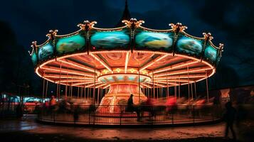 spinning carousel brings joy to nighttime crowd photo