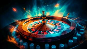 spinning roulette wheel blue flame jackpot casino ultimate photo