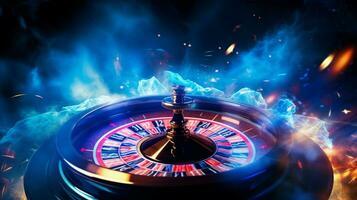 spinning roulette wheel blue flame jackpot casino ultimate photo