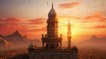 spiritual minaret symbolizes ancient indian culture photo