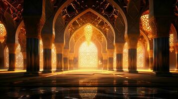 espiritualidad iluminado en majestuoso antiguo islámico foto
