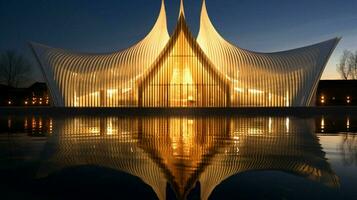 spirituality reflected in modern illuminated architecture photo