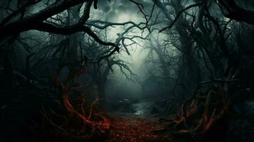 spooky forest mystery dark tree branch fantasy photo