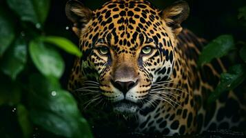 spotted jaguar stares majestic beauty in nature photo